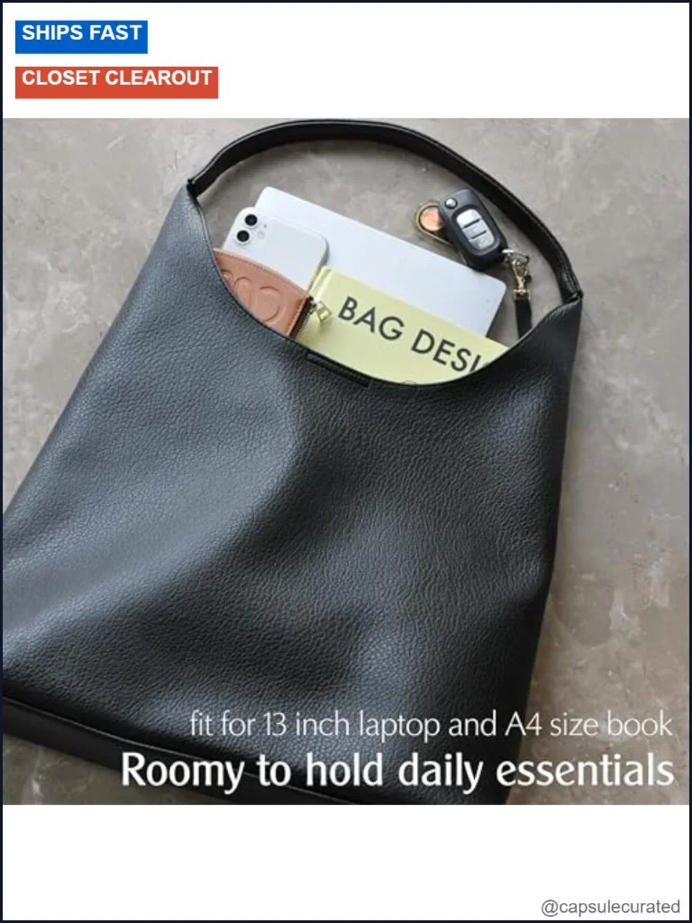 Women's Slouchy Hobo Bag Vegan Leather Shoulder Tote Purse Work Travel
